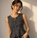 black checked top