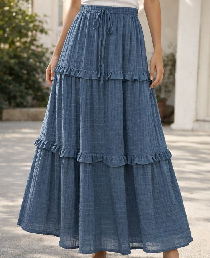 women blue long skirt